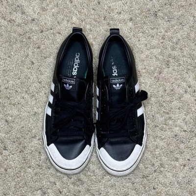 ADIDAS Mens Nizza Low Top Shoes Skate Sneakers Striped Black