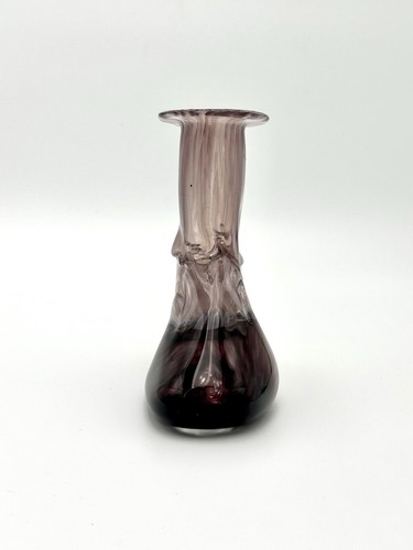 Sublime Petit Vase Soliflore en Verre Soufflée Style Murano - Violet Blanc Fumée - Imagen 4 de 11