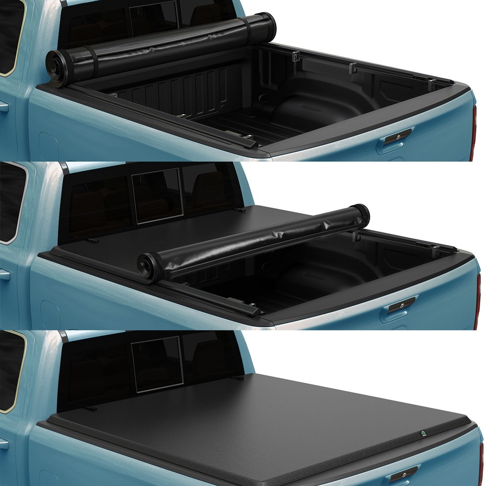 5.8FT Soft Roll Up Tonneau Cover For 20192024 Chevy Silverado GMC