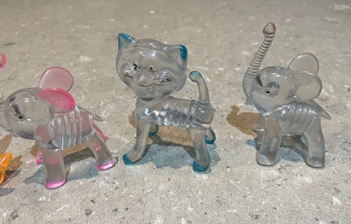 4 Vtg Lucite Animals elephant cat swan Plastic figurine Side Show Carnival Prize - Picture 3 of 10