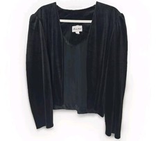 Vintage Velvet Black Cardigan Puff Sleeve Size 16 Whimsigoth Goth Dark Academia