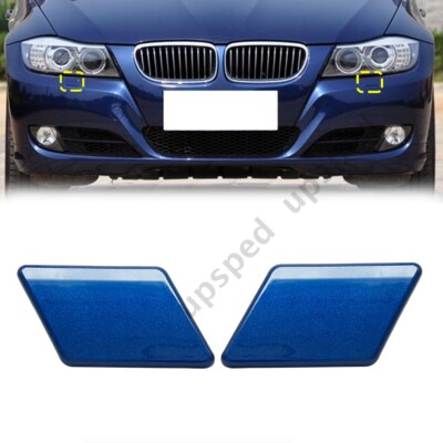 1Pair Blue Bumper Headlight Washer Cover Cap For BMW 3 Series E90