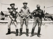 Red Army Soldiers Three Men Weapons 1970s Vintage Photo Snapshot
