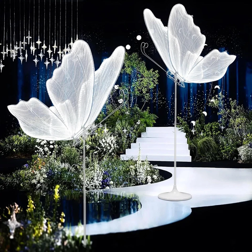 Lámpara de pie 2 PIEZAS LED con luz para boda mariposa decoración de lugar creativo lámpara mariposa Foto 4 de 4