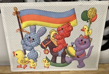 Calico Parade Vintage 1984 Kit Baby Kid Animals Completed Vintage Wall Hanging