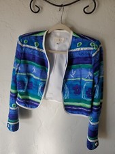 Cache Multicolor Cropped Floral Swing Jacket Lined Raglan Sleeve Size 4