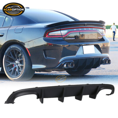 Fits 15-23 Dodge Charger SRT Style Quad Exhaust Rear Diffuser Unpainted ...