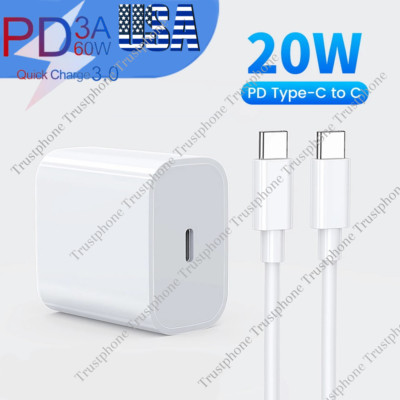 20W PD Fast Wall Charger Dual Type C Cable For Samsung Galaxy A13 A33 A53 A73 5G