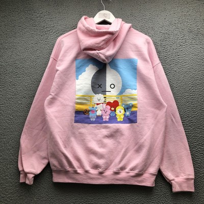 BT21 Graphic Pink Hoodie Sweatshirt Women's XL Long Sleeve Drawstring | eBay
