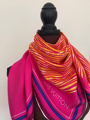 Louis Vuitton Unisex Scarf Monogram Flowers Alma Bag Pink Fuchsia Silk Wrap
