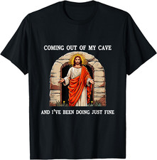Funny Easter Jesus Coming Out of My Cave Retro Humor Easter T-Shirt