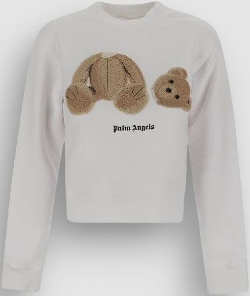 【Palm Angels】スウェットシャツ/セーターホワイト $730 Palm Angels Women's White Bear Fitted Sweatshirt