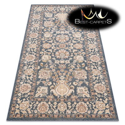 TOLLE NATÜRLICHE dicke WOLL Teppiche JADE 45009/900 Rahmen, Blumen beige/blau