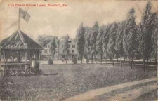 Bushkill Pennsylvania birds eye view Peters House lawn antique pc BB3442