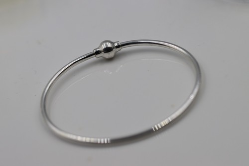 Solid Sterling Silver 925 Bangle with Screw Ball Clasp 58mm x 66mm - Free Post - Picture 5 of 6