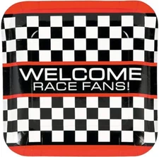 Fun Express - Race Car Checker Dinner Plate (8pc) - Party Supplies