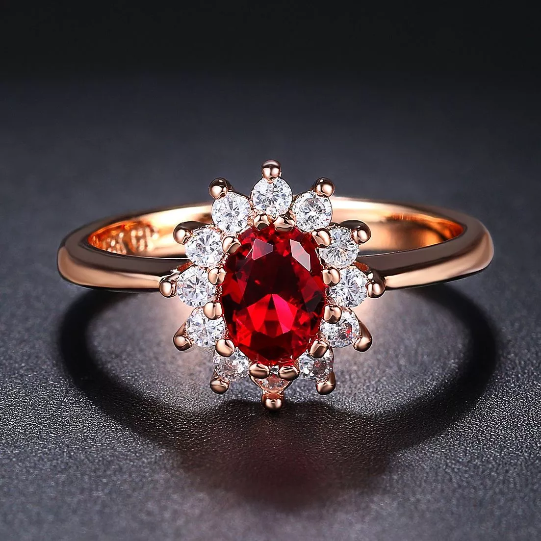 Red Artificial Crystal Wedding Rings Beautiful Engagement Ring