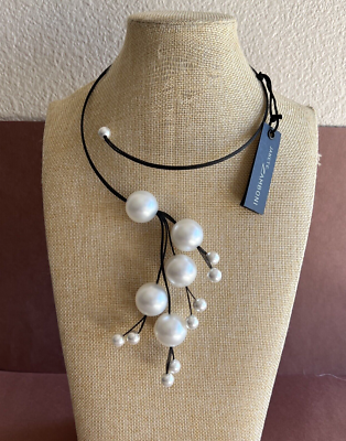 Janete Zamboni Haute Couture Large Imitation Pearl Mesh Necklace