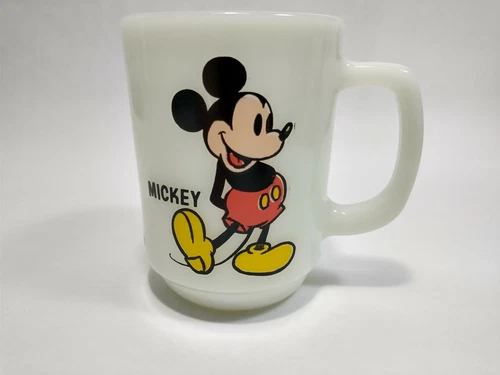 Fire King Anchor Hocking Disney Mickey Mouse Milk Glass 9oz Coffee Mug Cup Pepsi