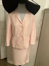 Vintage Oscar De La Renta Knit Skirt Suit Pink Midi Skirt 12p
