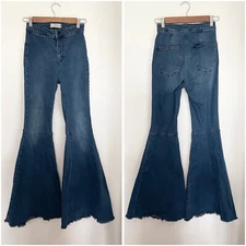 We The Free People Jerico Blue Just Float On Flare Dark Denim Jeans Woman’s 25”