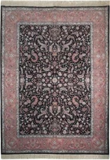 200 KPSI 9x12' Wool & Silk Fine Quality Rug BLACK PINK 18501