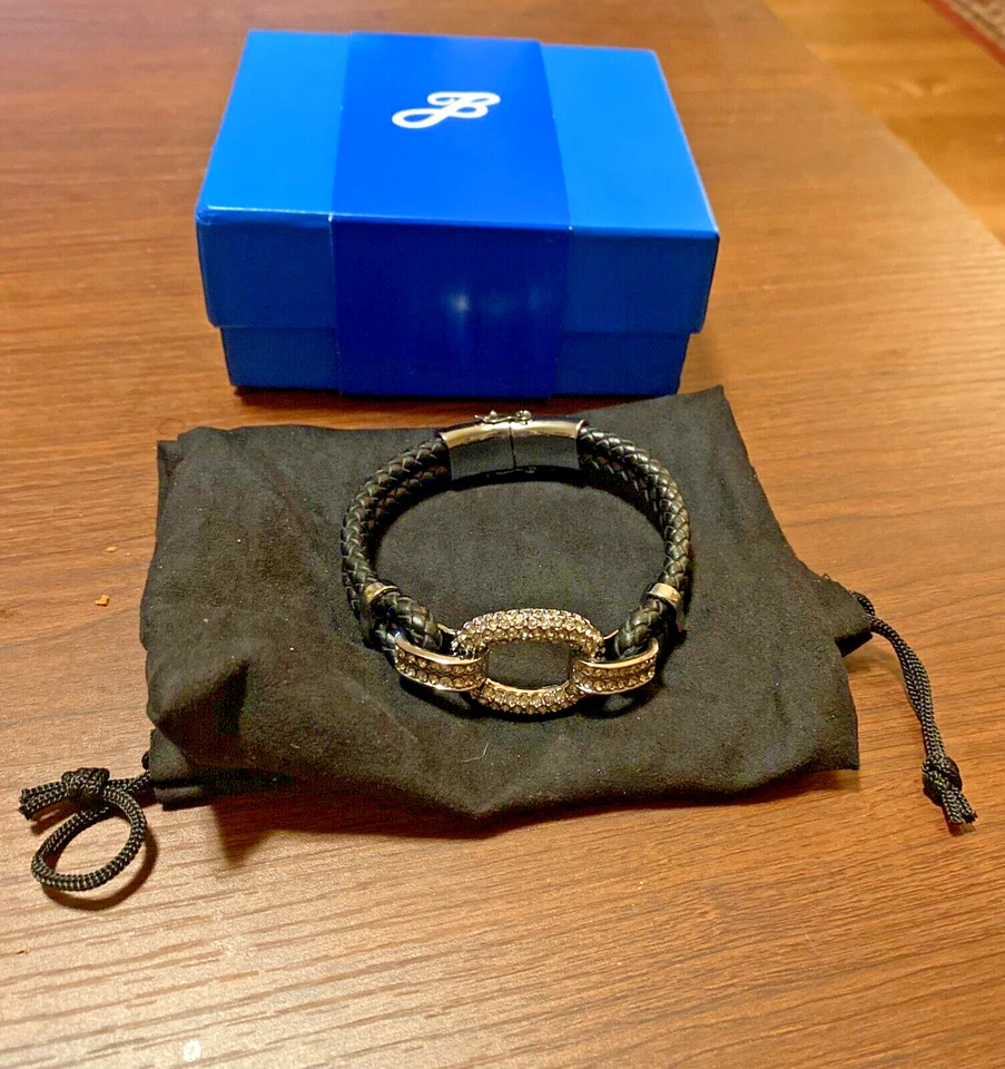 Brazalete Joan Boyce Cristal Pavé Bellamente Trenzado Cuero Cordón con Caja de Regalo Nuevo en Caja Foto 4 de 4