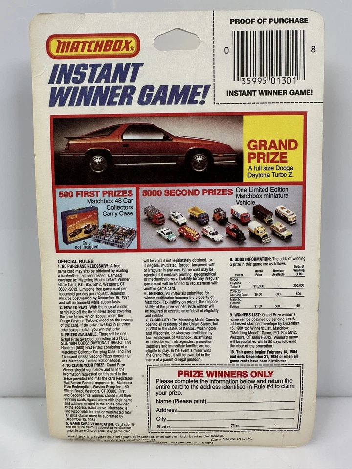 Vintage 1984 Dodge Daytona Caravan Red Black Dealer Promo HTF - Image 2 of 4