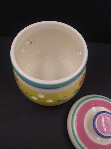Vintage hand painted Japan ginger jar, canister, hand painted spring Easter - Picture 7 of 12