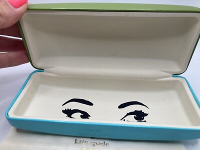 VTG Kate Spade Eyeglass Case Hard Clamshell Blue & Green  display picture 3