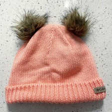 Columbia Girls' Snow Problem Youth Beanie OS Orange Knit Pom Pom Ski/Snow Hat