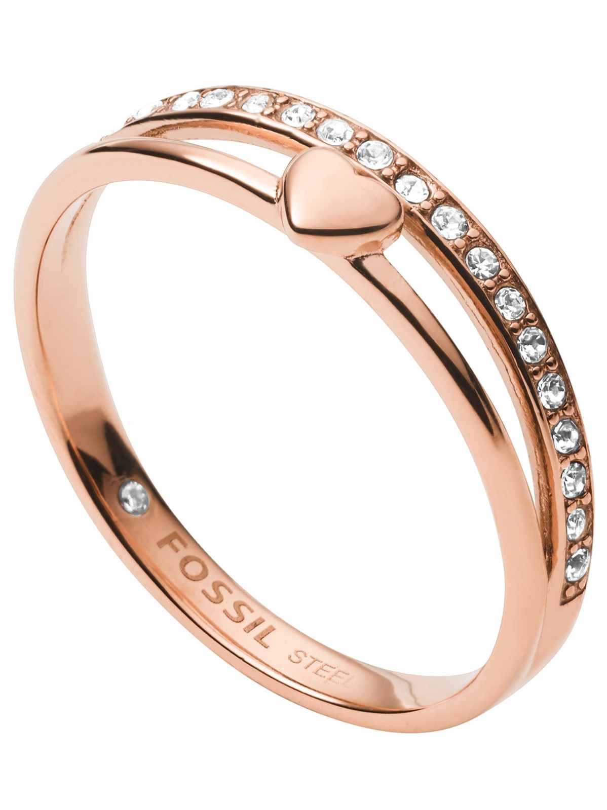 Fossil Damen Ring Herz Vintage Glitz Edelstahl Rose wei 56 178 JF03460791508 8990₽