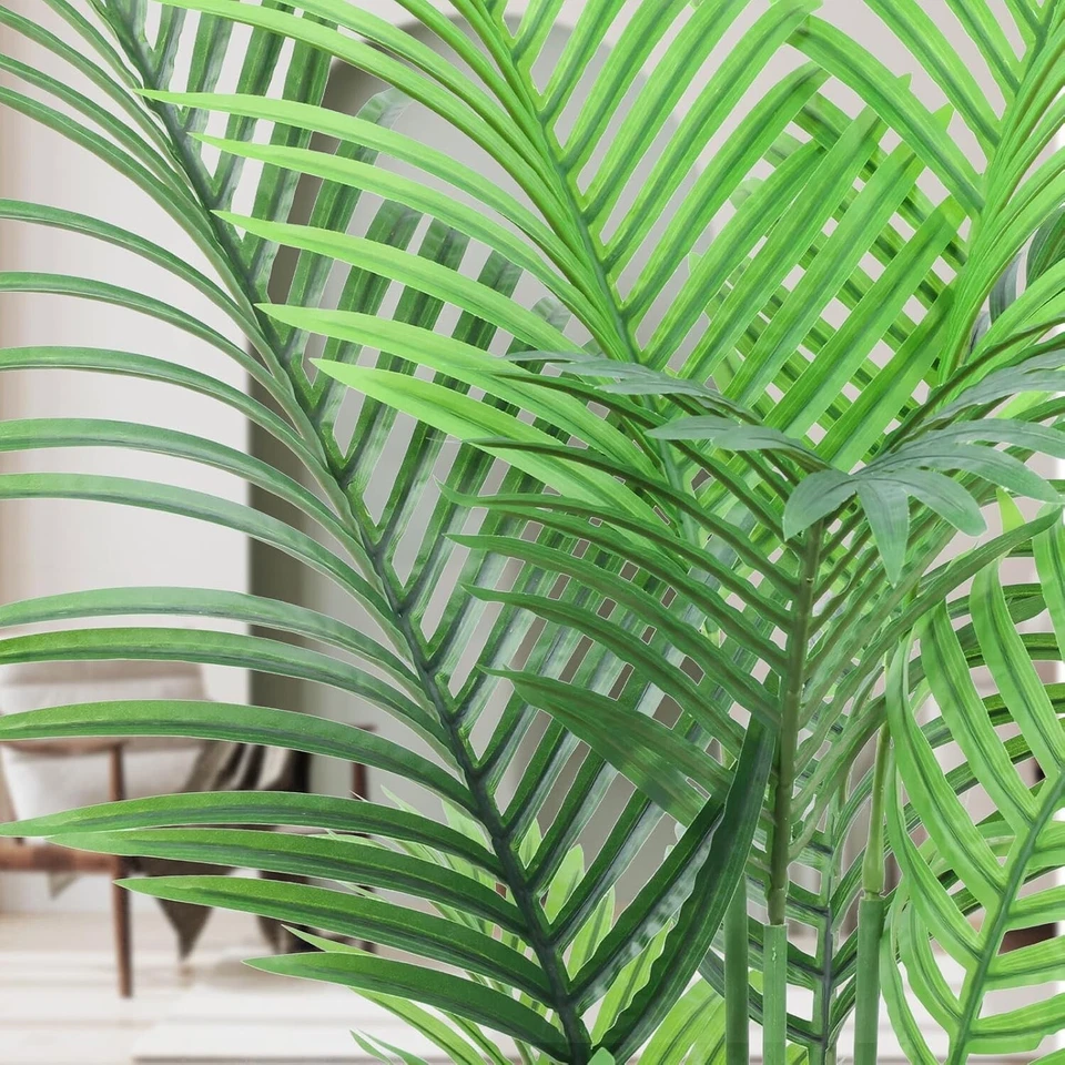 2-Pack Artificial Areca Palm Plant Tree Home Decor Realistic Green Silk - Image 3 of 4