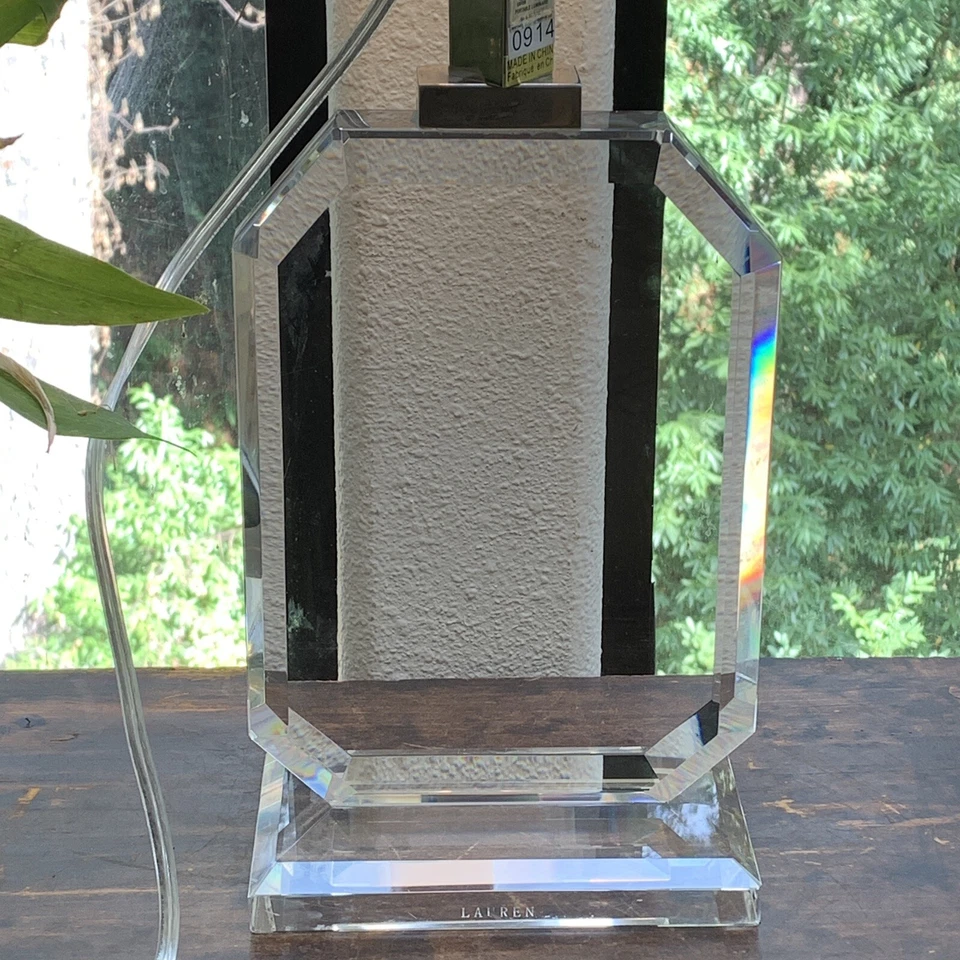 Стеклянная настольная лампа Ralph Lauren восьмиугольная поло граненый хрустальный блок в стиле ар-деко - Изображение 3 из 4