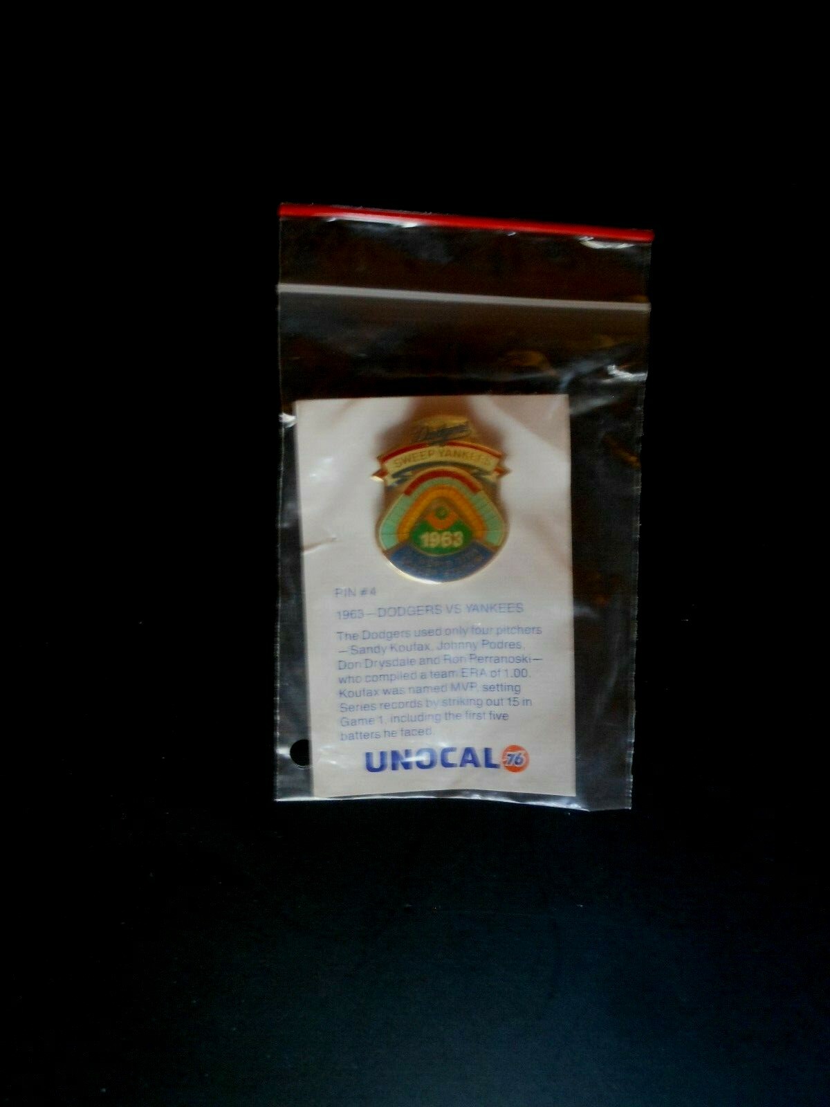 1989 LOS ANGELES DODGERS UNOCAL 76 PIN #4 