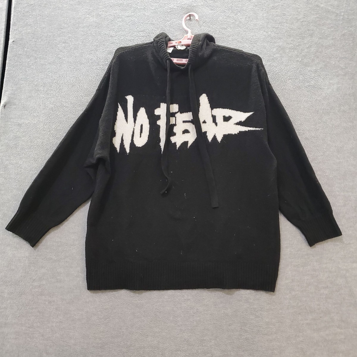 No Fear x H&M Men Sweater Small Black Hoodie Logo Graphic 
