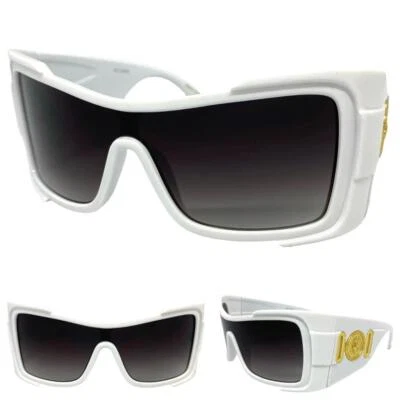 VIVANT Eyewear Lunettes De Soleil Wrap Rétro Blanc Oversize Noir 60-18-125 - Photo 1/4