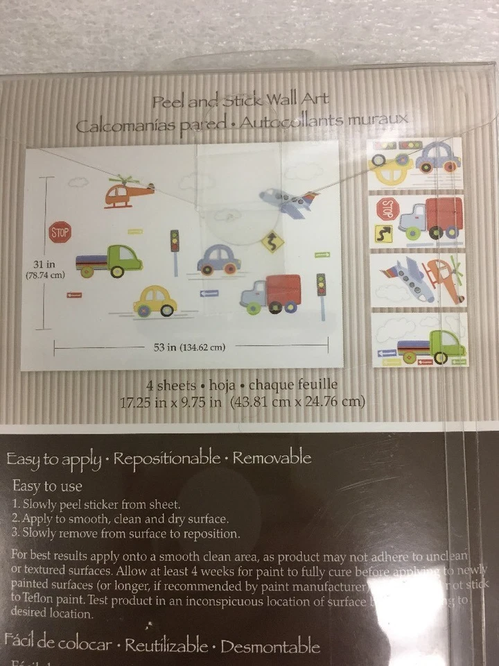 Adesivos de parede Koala Baby On the Road descascar e colar aviões carros e caminhões novos - Imagem 3 de 4