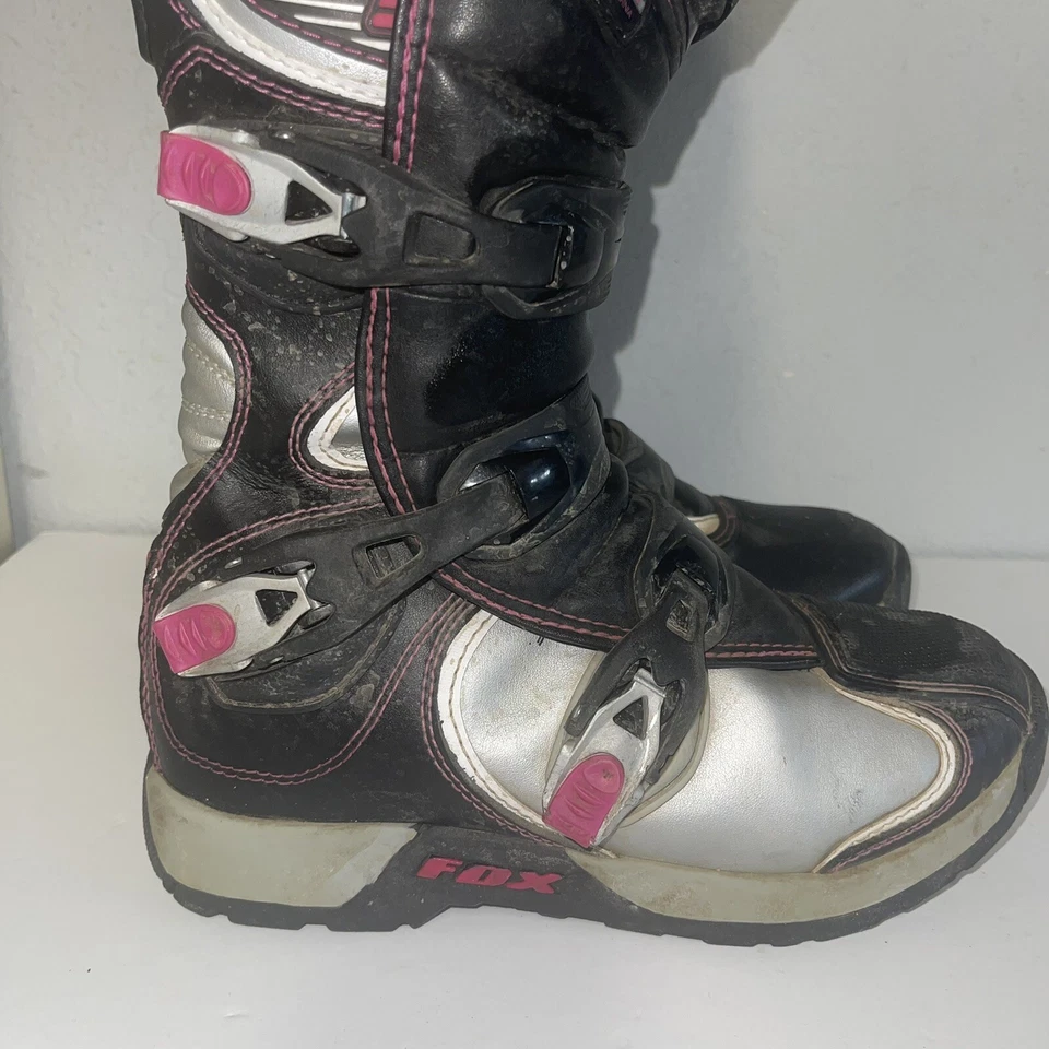 Botas de motocross Fox Comp 5 para mujer talla 9 (W9, EU 41) negro rosa 4 correas Foto 2 de 4