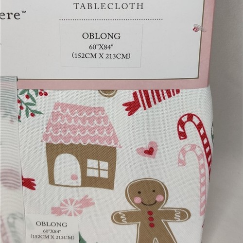 Cupcakes and Cashmere Pastel Pink Gingerbread Christmas Kitchen Tablecloth 60x84 - Picture 6 of 10