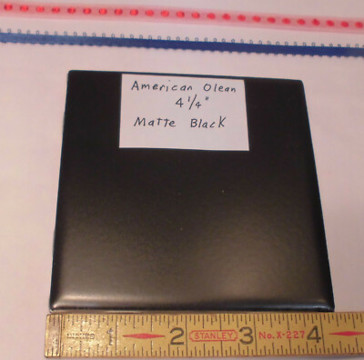 1 pc. *Matte Black* Ceramic Tile by The American Olean Co.  4-1/4''  New Stock