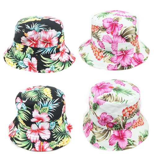 Hawaiian Bucket Hat Floral Hats Fashion Cap Casual Cotton Caps Hiking Outdoor - Picture 2 of 9
