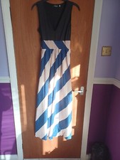 Ruiyige Size L Blue Cream Zigzag Maxi Dress