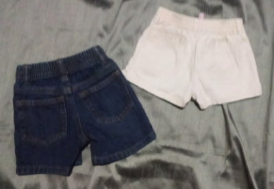 Old Navy Lot of Pairs Shorts Blue Denim Beige Cotton Girl's 6–12 Months