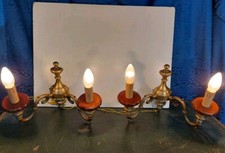 Coppia Antichi Applique Bronzo Dorato E Legno Primi 900 Antiquariato Lampade 