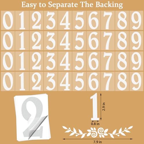 3 Inch Reflective Mailbox Numbers Stickers, 4 Set Waterproof Rustic White - Picture 2 of 7