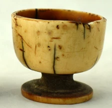 Antique Asian Tribal Powder Bowl  Primitive Hand Turned