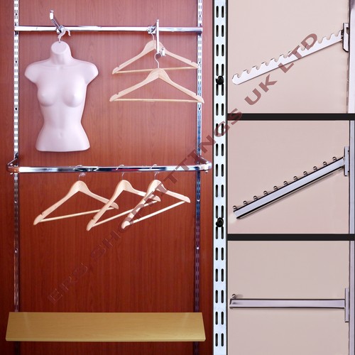 Garment Rail Twin Slot Upright Clothes Display and Shelving Budget