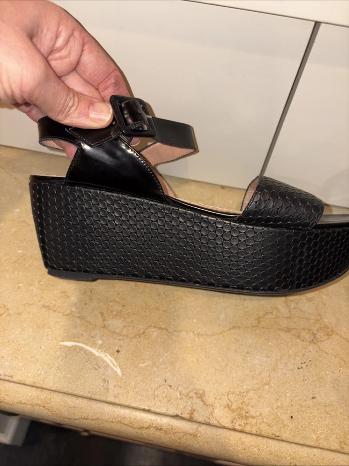 Sandalias de plataforma de cuña de cuero negras G2U Robert Clergerie para mujer talla 41 usadas en excelente estado Foto 4 de 4