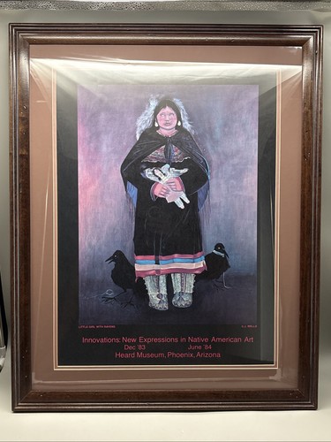 VTG 1983 C.J. Wells Heard Museum Poster Native American Art Framed 30.5x24.5